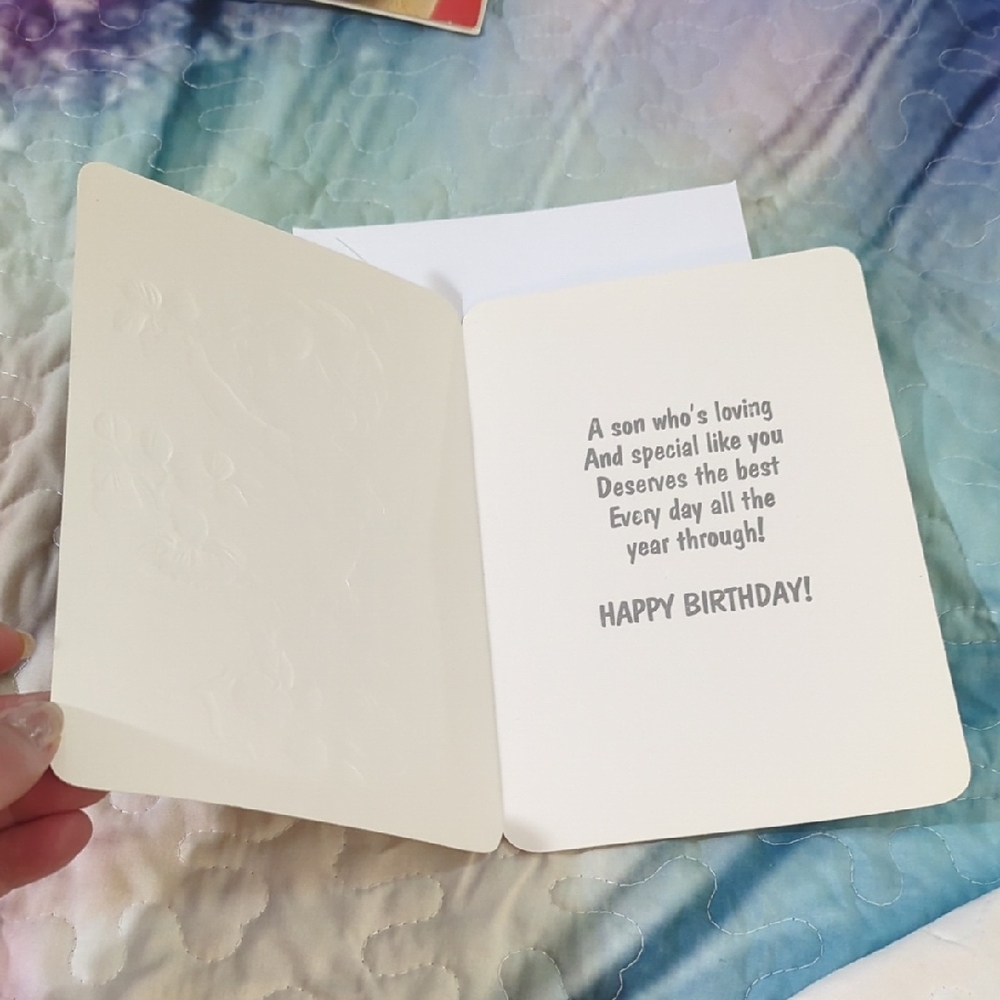 Free With Purchase Birthday Card for Son with Blue and Red Accents - Picture 3 of 7